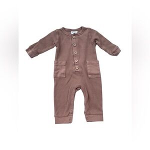 City Mouse Size 3-6 Months Neutral Waffle Knit Organic Coverall Romper